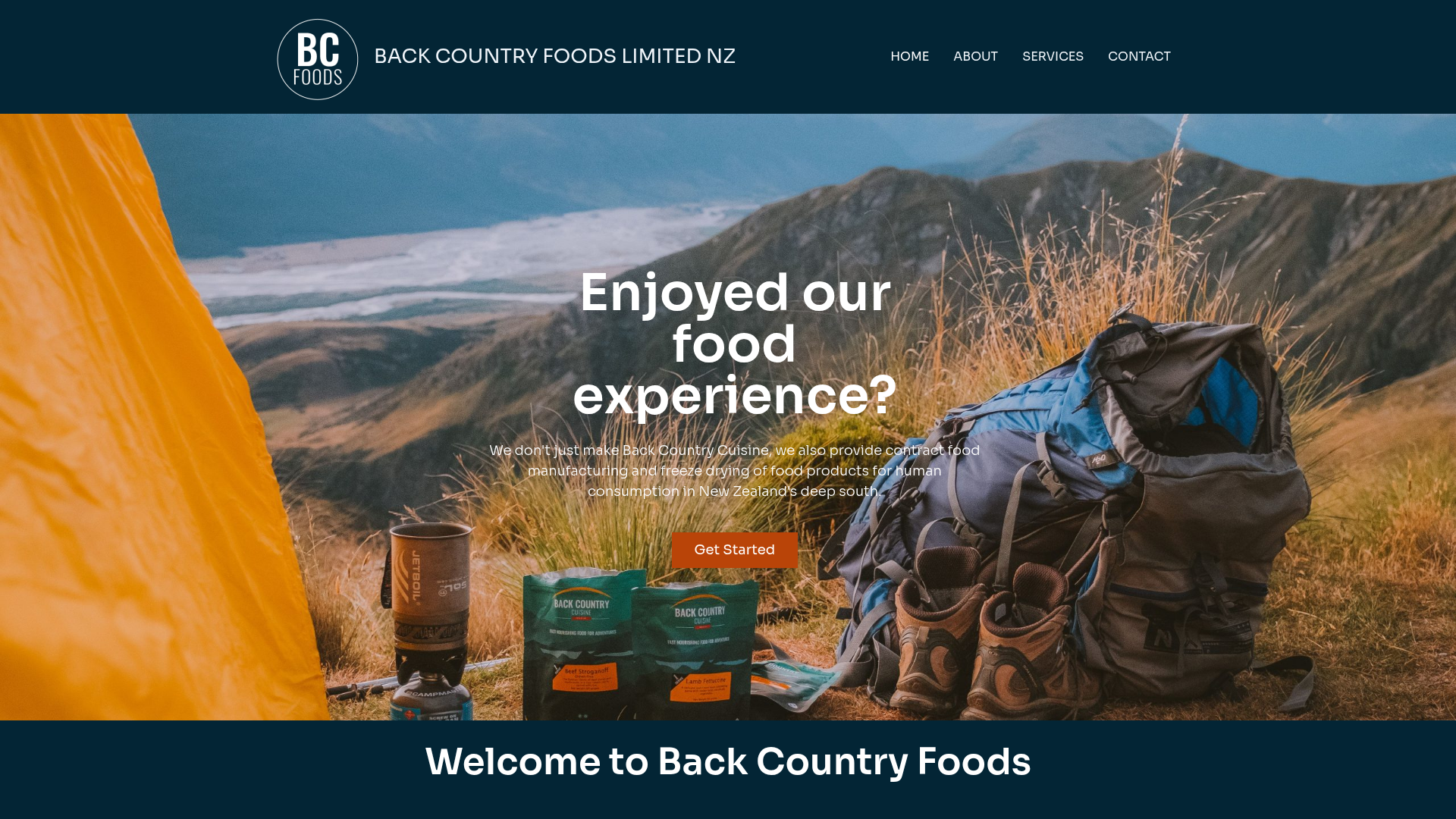 Back Country Foods website designed by Business IT South
